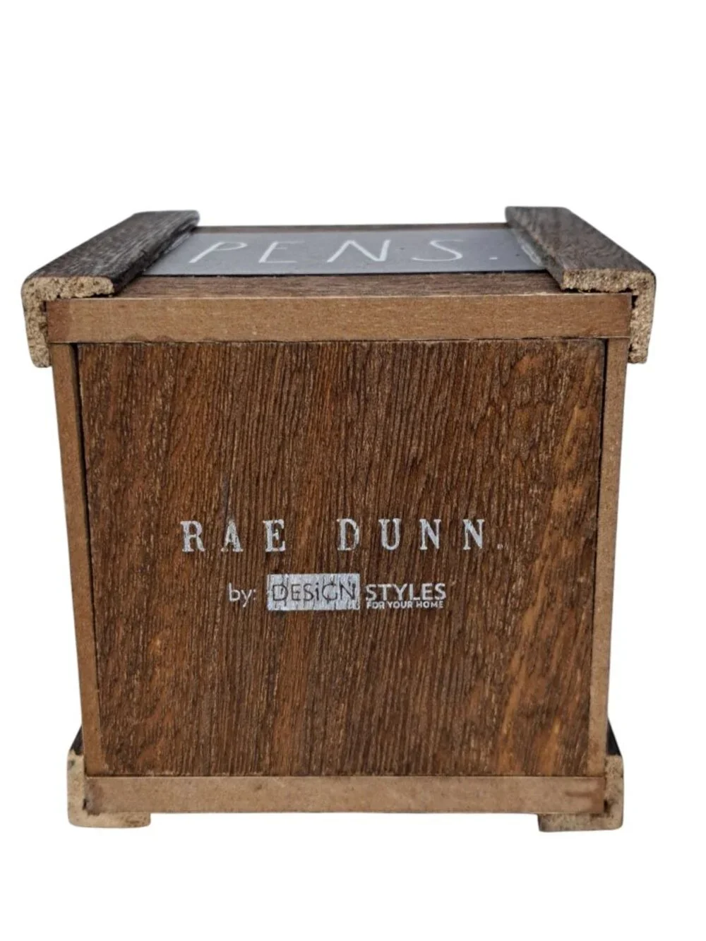 Rae Dunn PEN Holder, Wood Rustic Organizer PENS, Office Desk